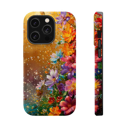 Vibrant Floral Magnetic Phone Case, Artistic Phone Cover