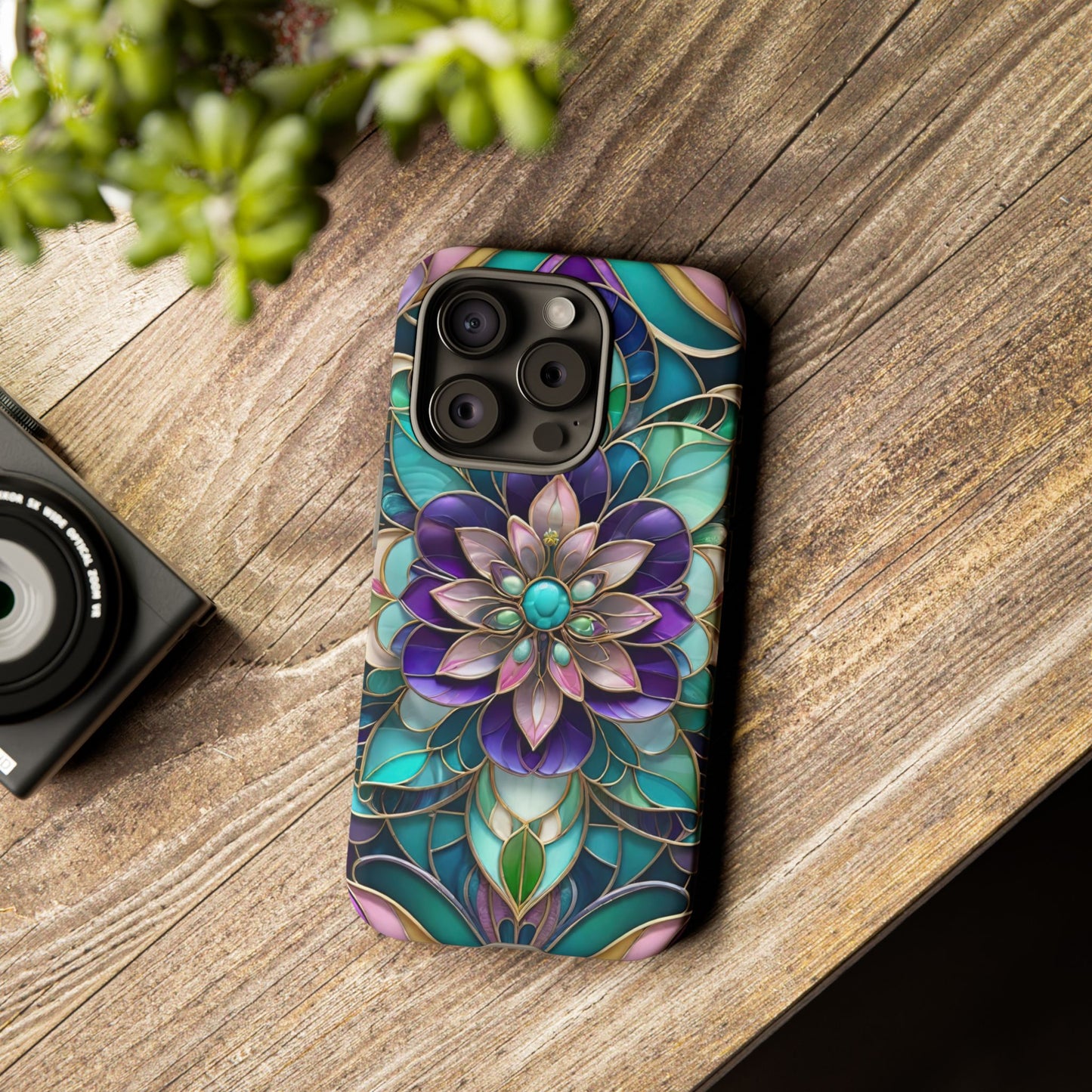 Floral Stained Glass Tough Phone Case -Stylish Protection for Your Device