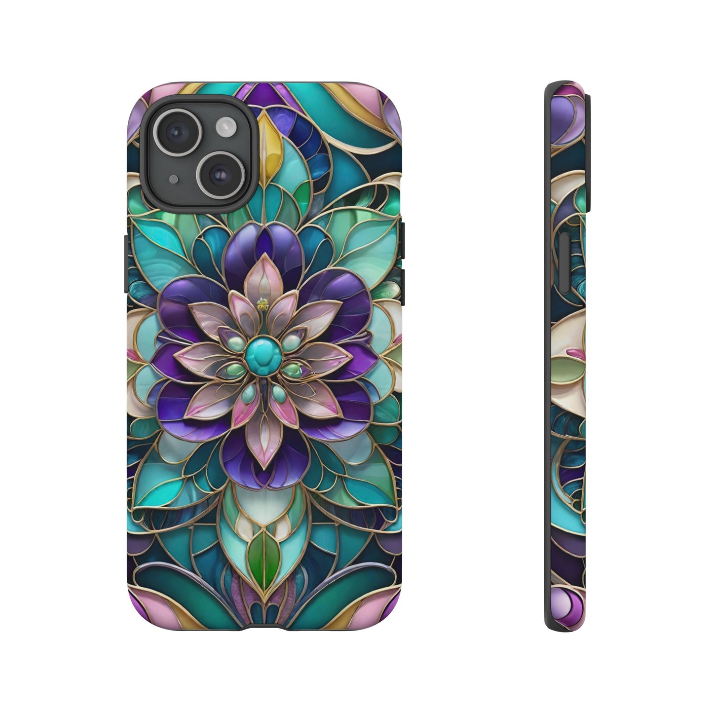 Floral Stained Glass Tough Phone Case -Stylish Protection for Your Device