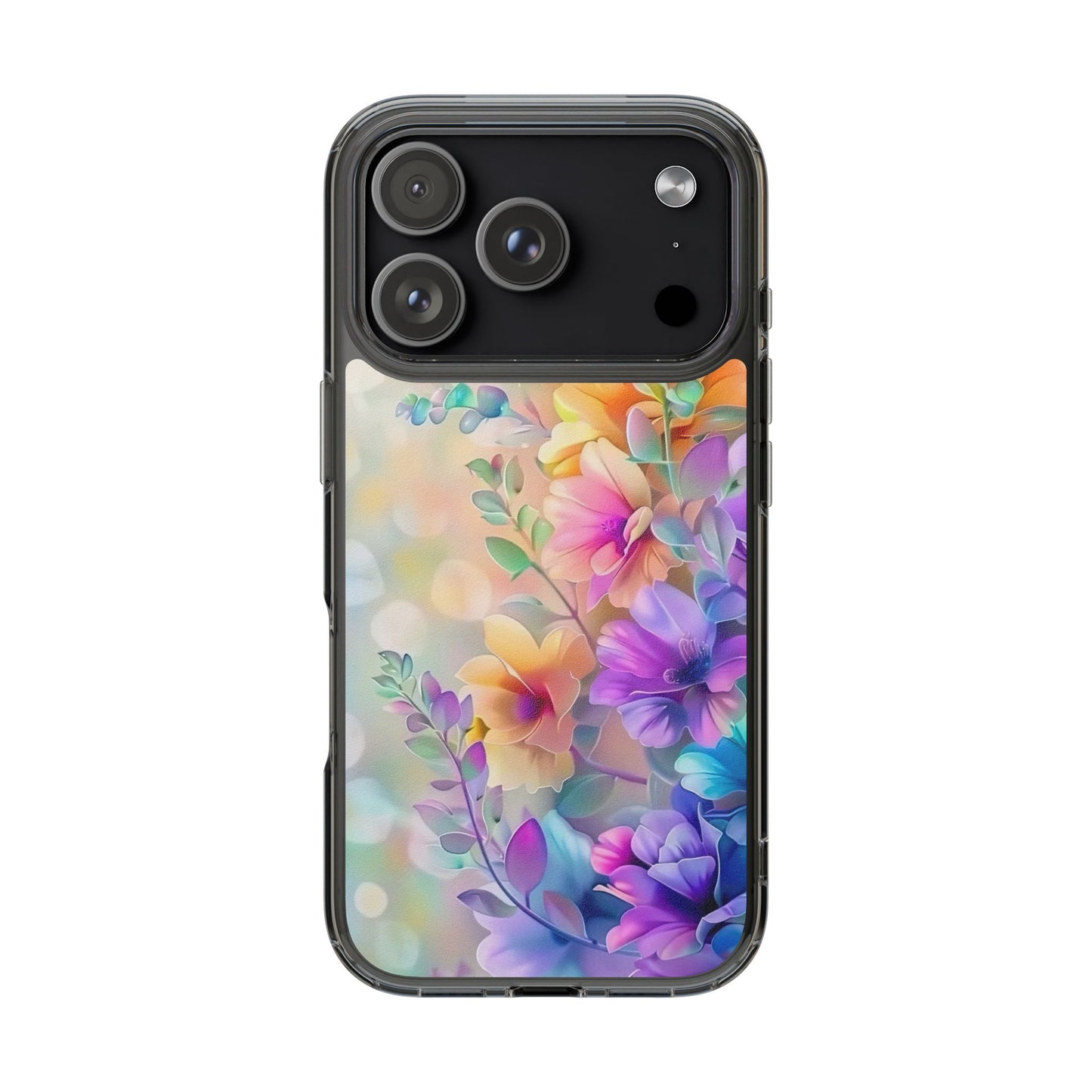 Floral Clear Phone Case -  Colorful Spring Design