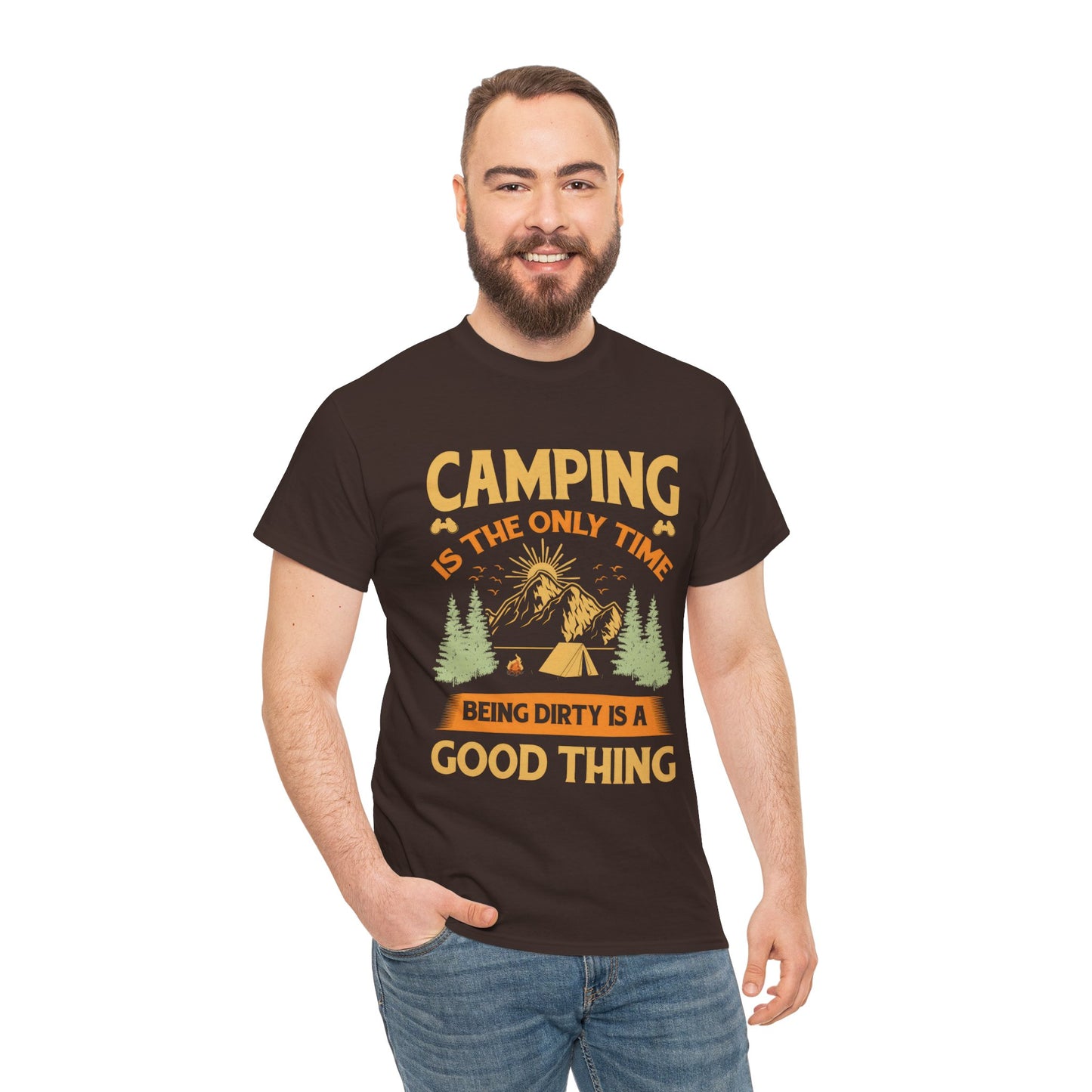 Camping Vibes Unisex Heavy Cotton Tee - "Being Dirty is a Good Thing"