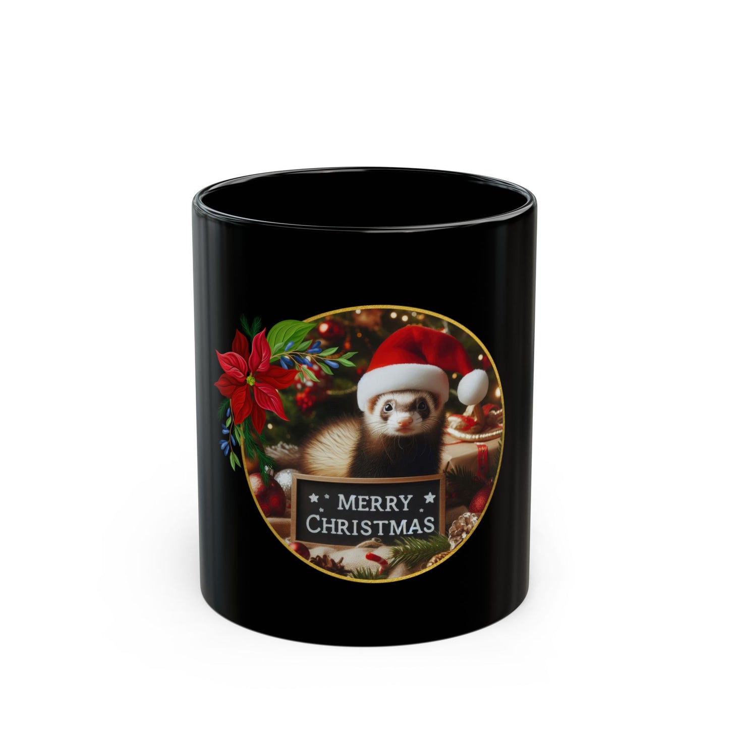 Santa's Little Ferret Black Mug - 11oz, 15oz