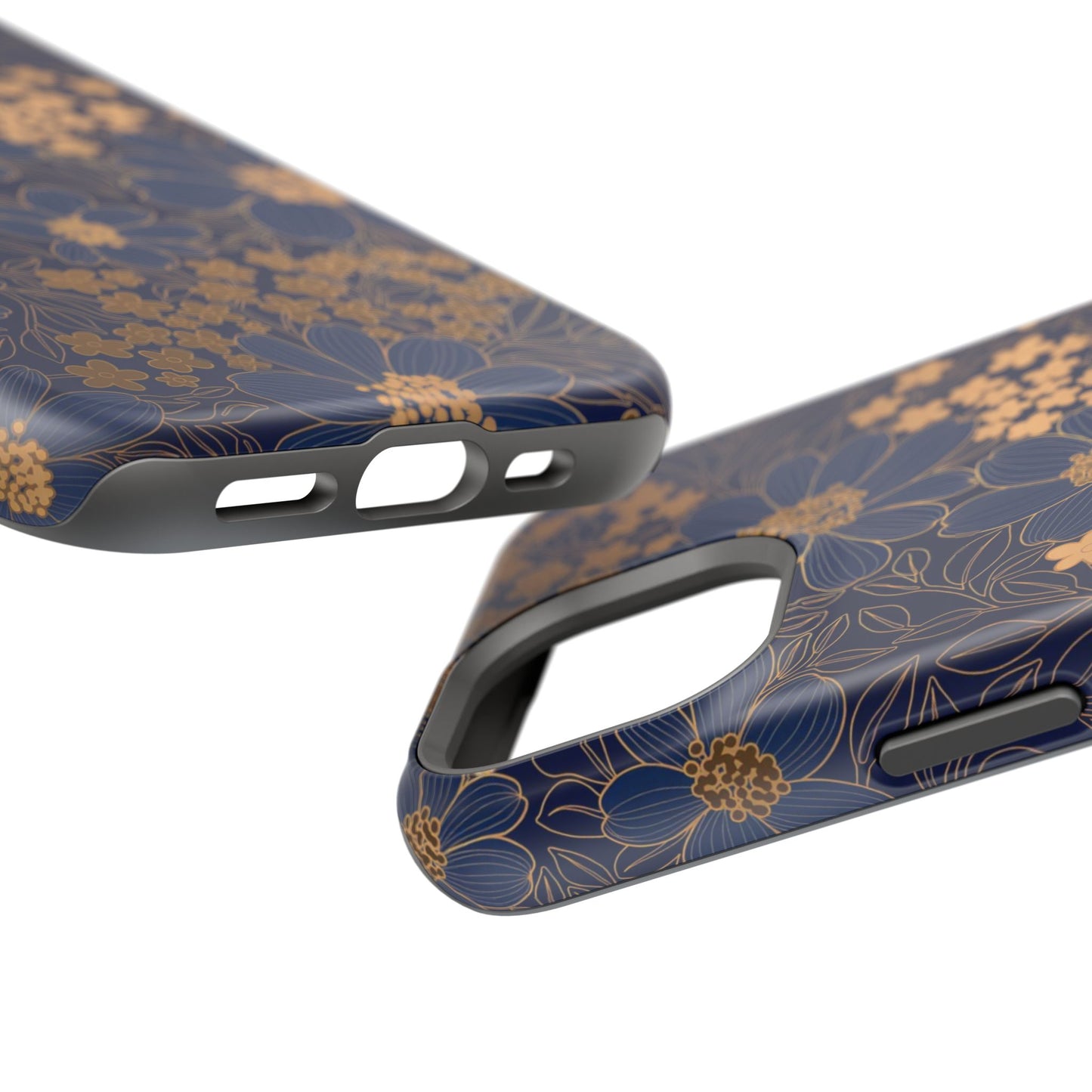 Luxury Serial Magnetic Phone Case, Golden Floral