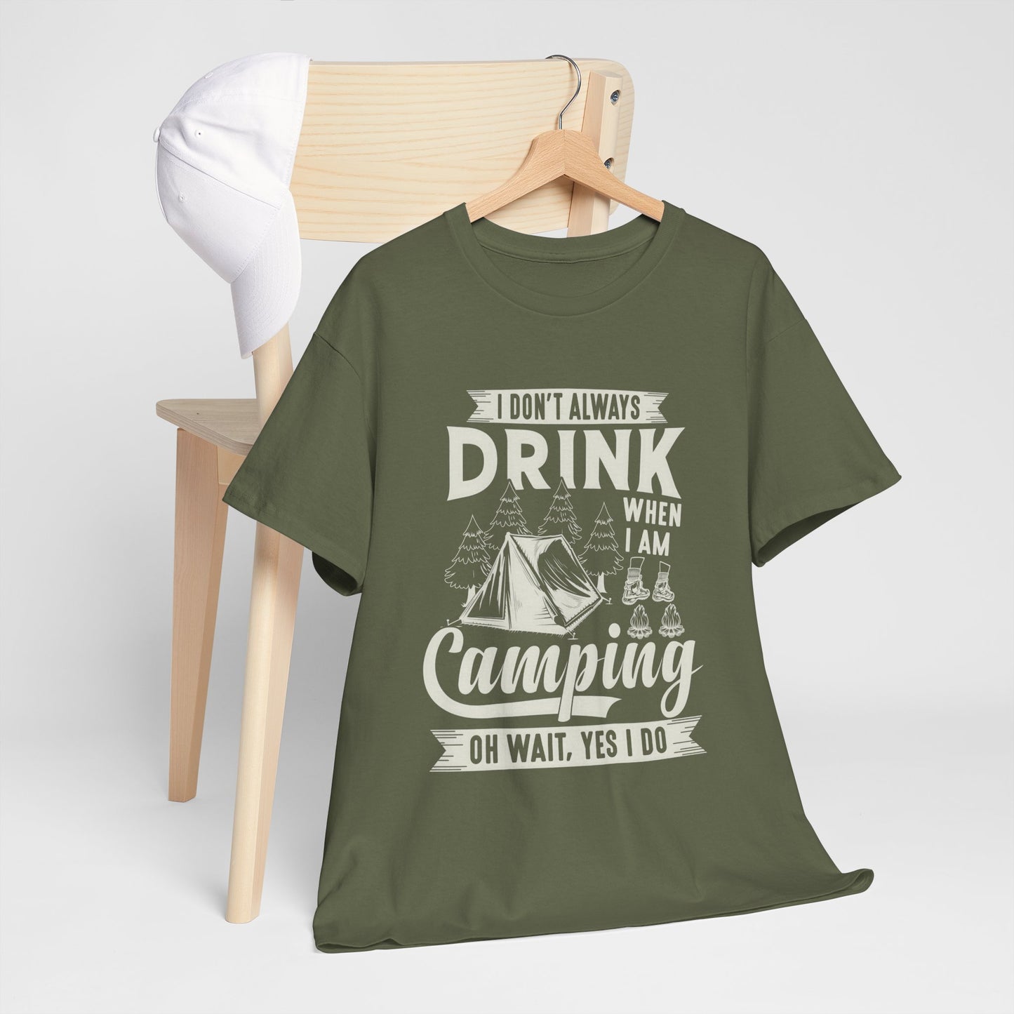 Camping Drinking Unisex Heavy Cotton Tee - Perfect Gift for Outdoor Enthusiasts