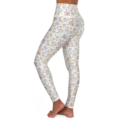 Vibrant Vibes High Waisted Yoga Leggings / White