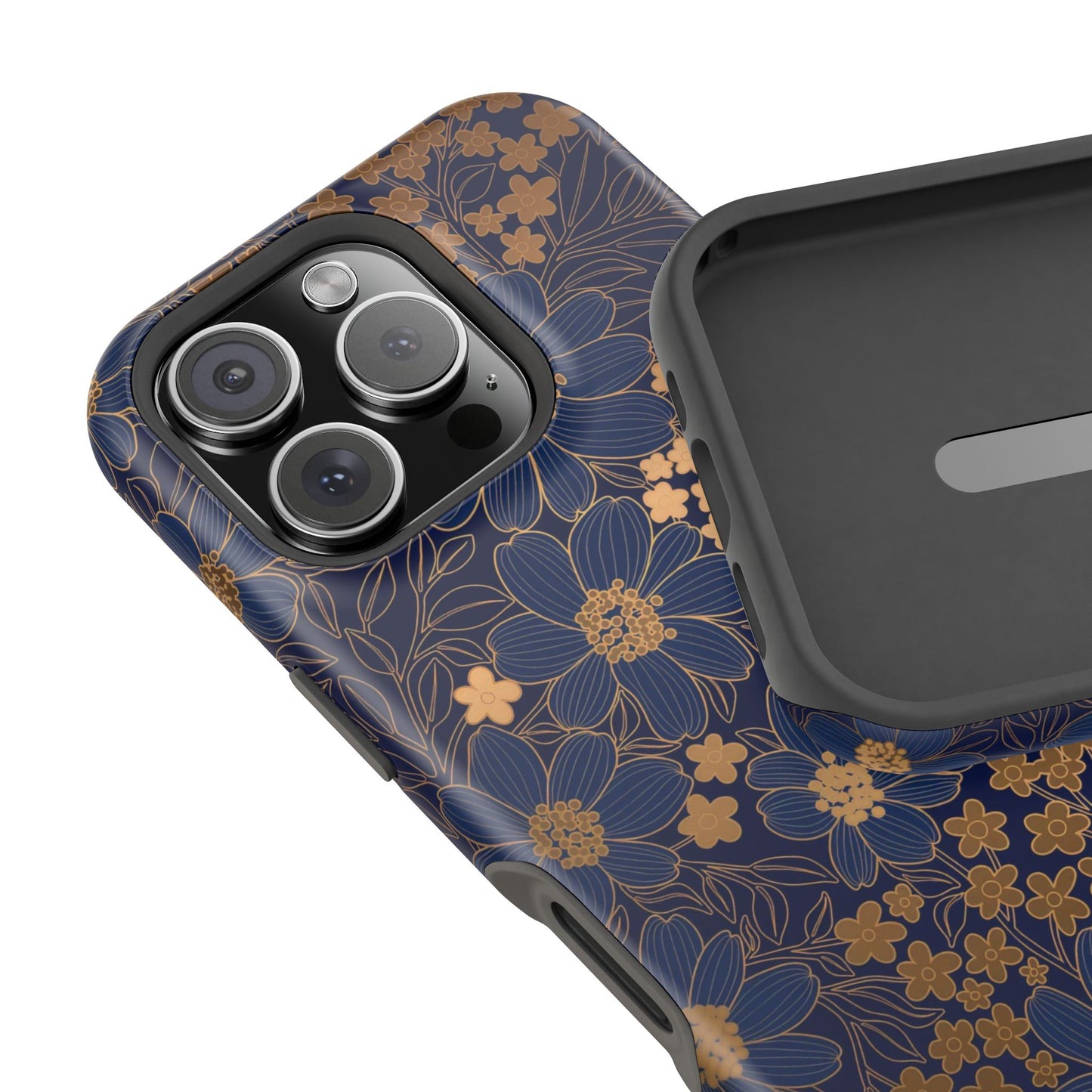 Luxury Serial Magnetic Phone Case, Golden Floral