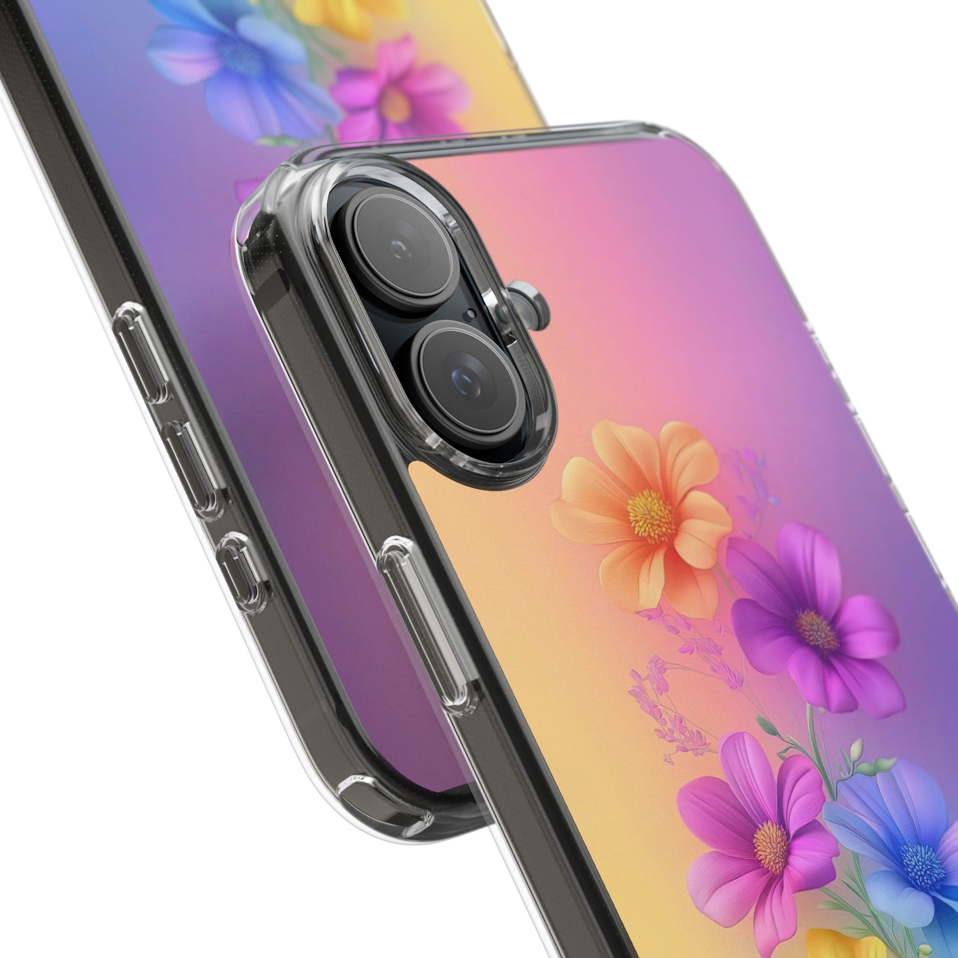 Floral Clear Phone Case – Colorful Flower Design