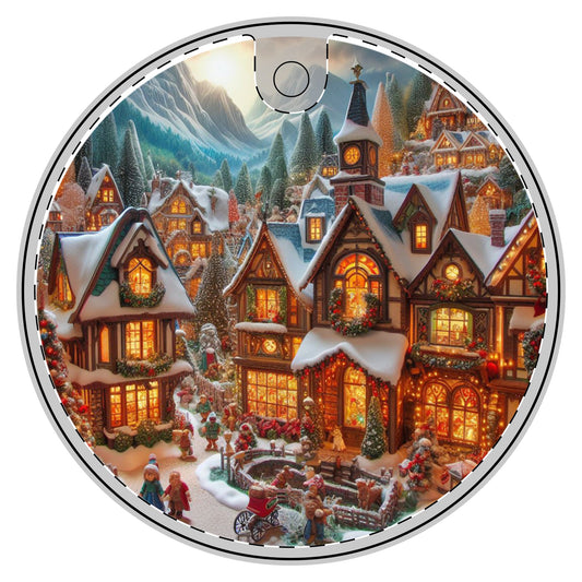 Enchanted Winter Town Ceramic Decoration Ornament, (1pc)  one side print