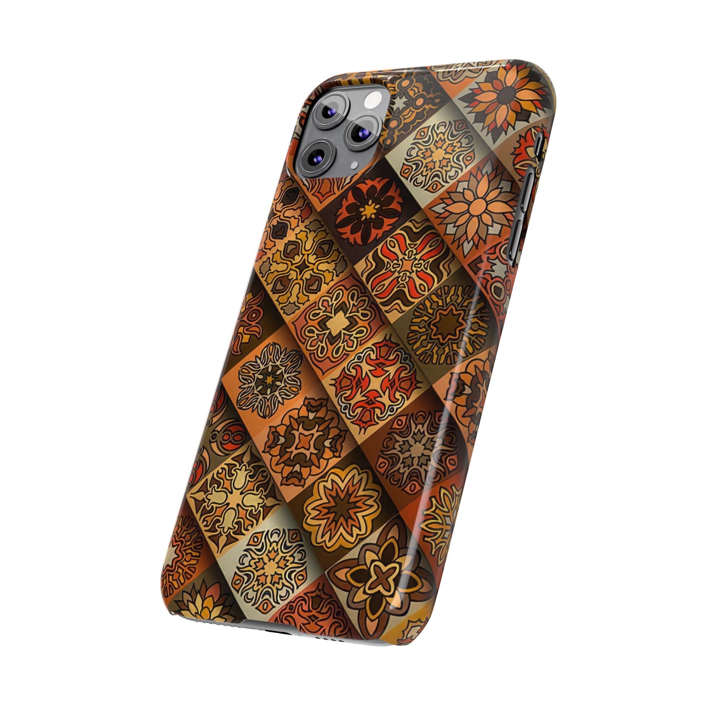 Aztec Geometric Slim Case, Boho Orange