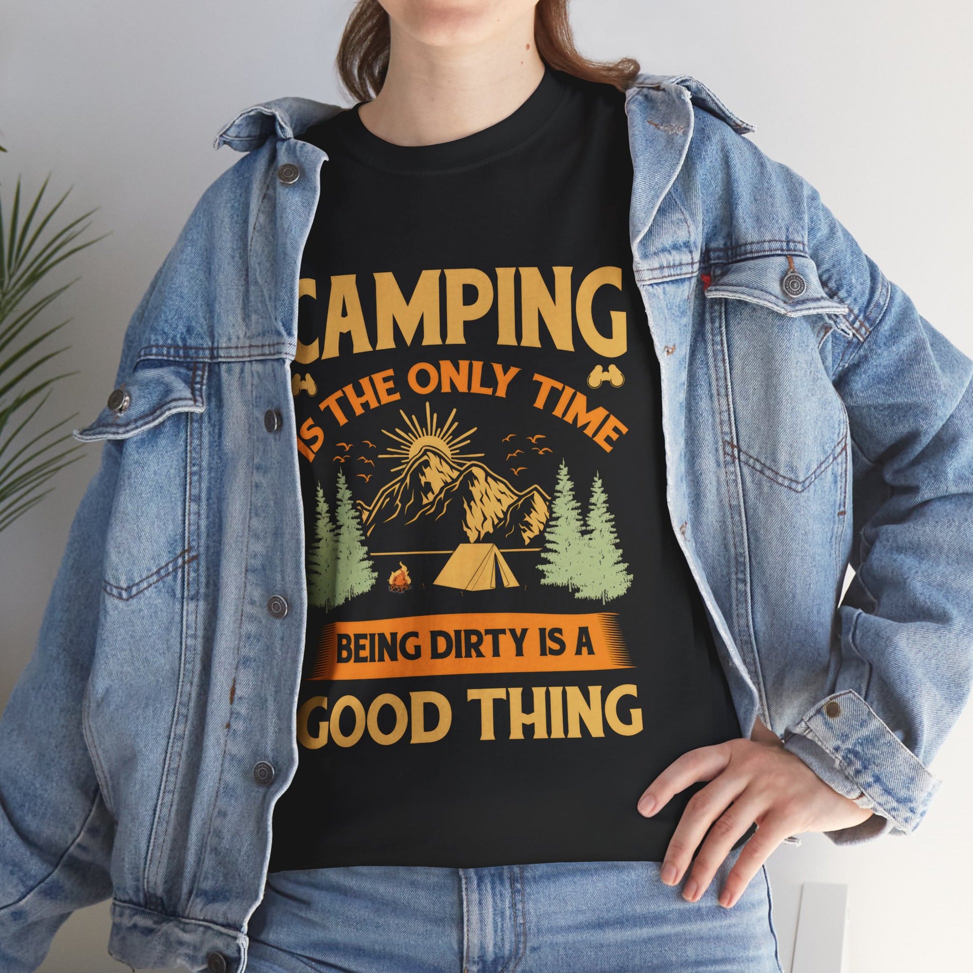 Camping Vibes Unisex Heavy Cotton Tee - "Being Dirty is a Good Thing"
