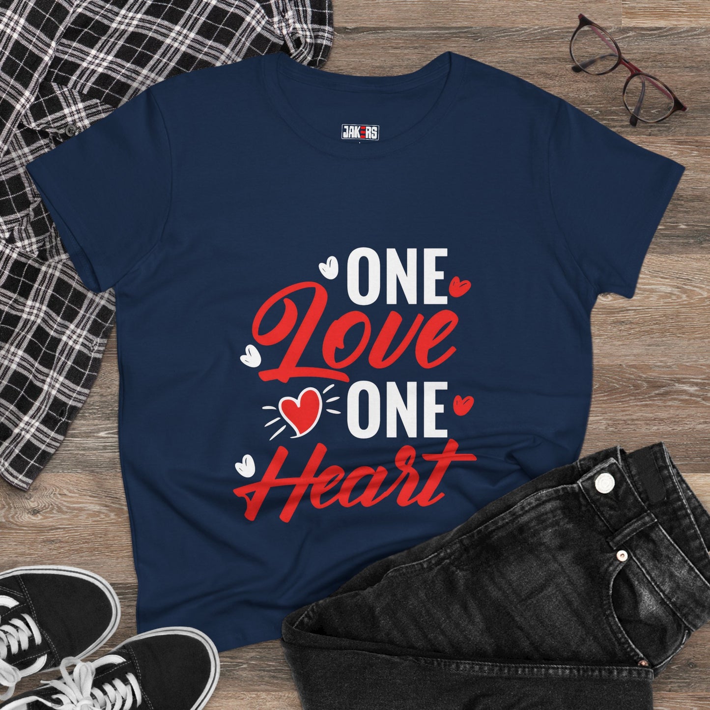 One Love One Heart Women's Midweight Cotton Tee - Cute, Casual Valentine's Apparel