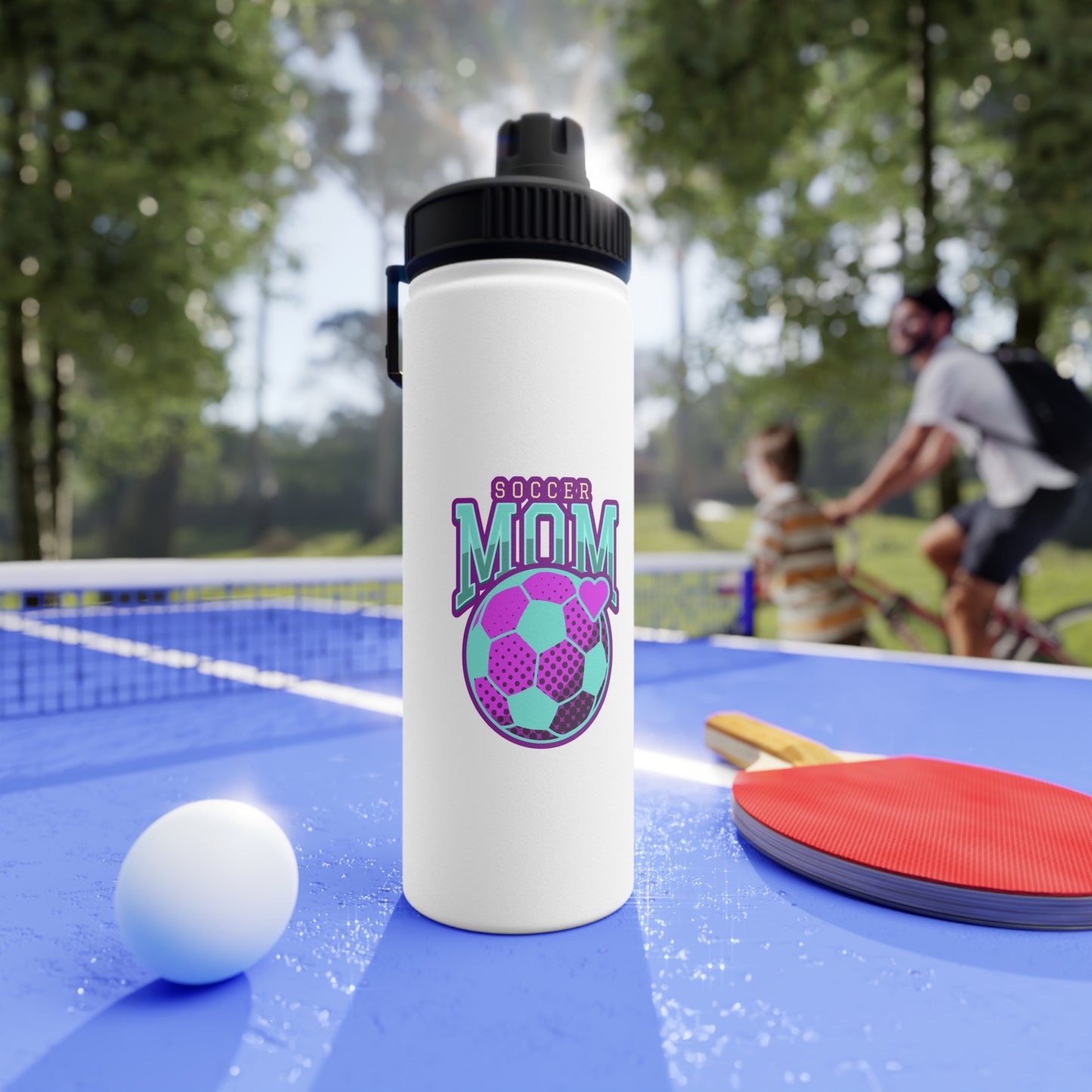 Soccer Mom Stainless Steel Water Bottle, Sports Lid