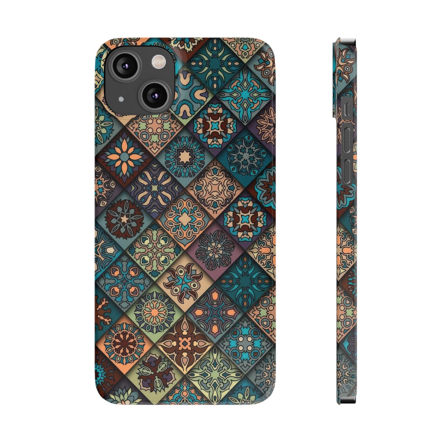 Aztec Geometric Slim Cases, Boho Blue