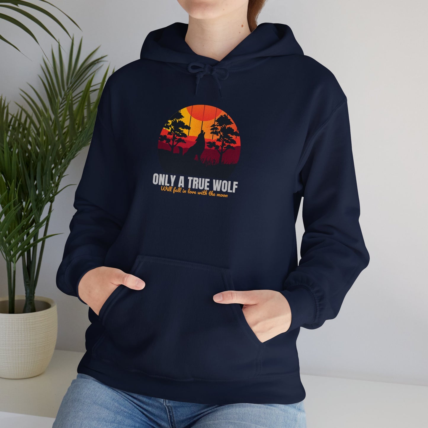 Only A True  Wolf Unisex Heavy Blend™ Hooded Sweatshirt