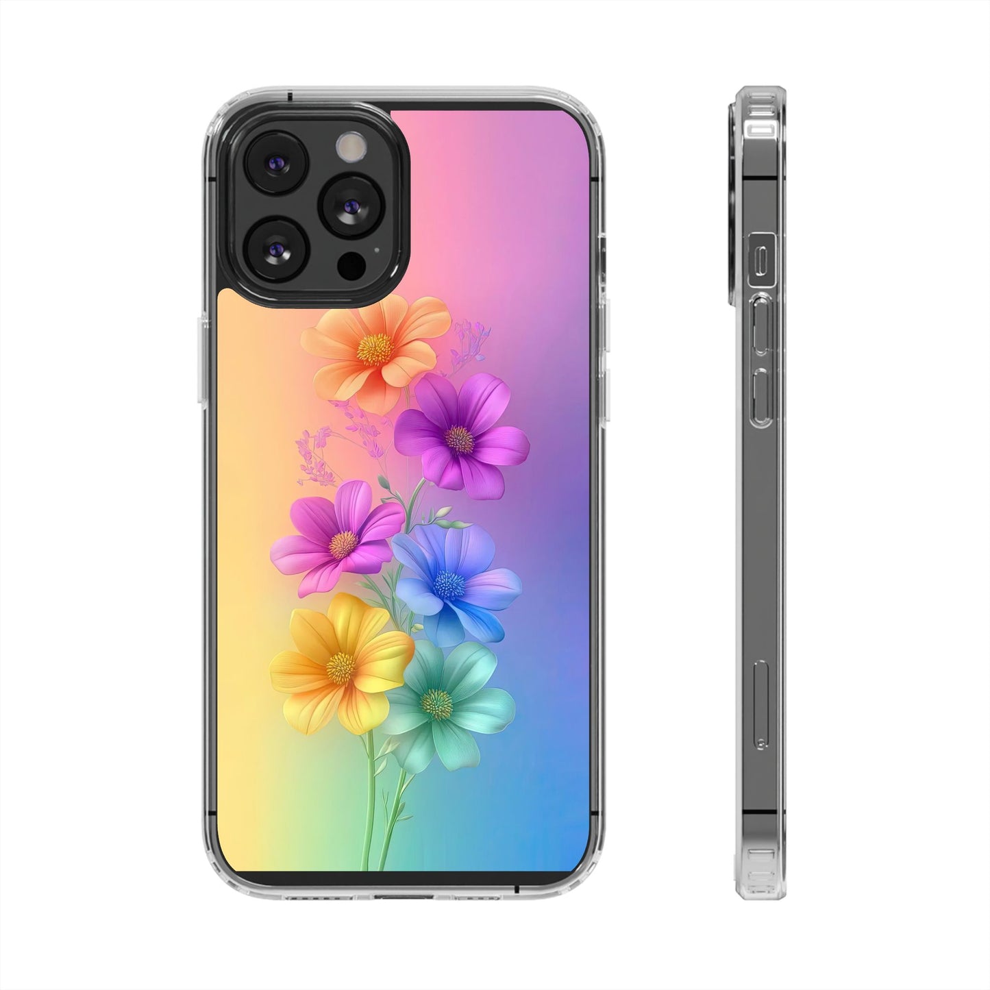 Floral Clear Phone Case – Colorful Flower Design