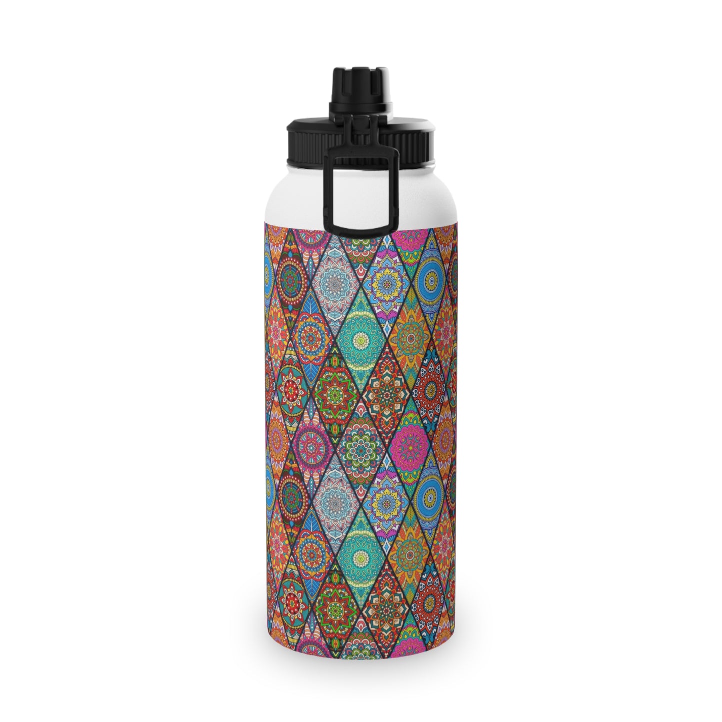 Mandala Argyle Stainless Steel Water Bottle, Sports Lid