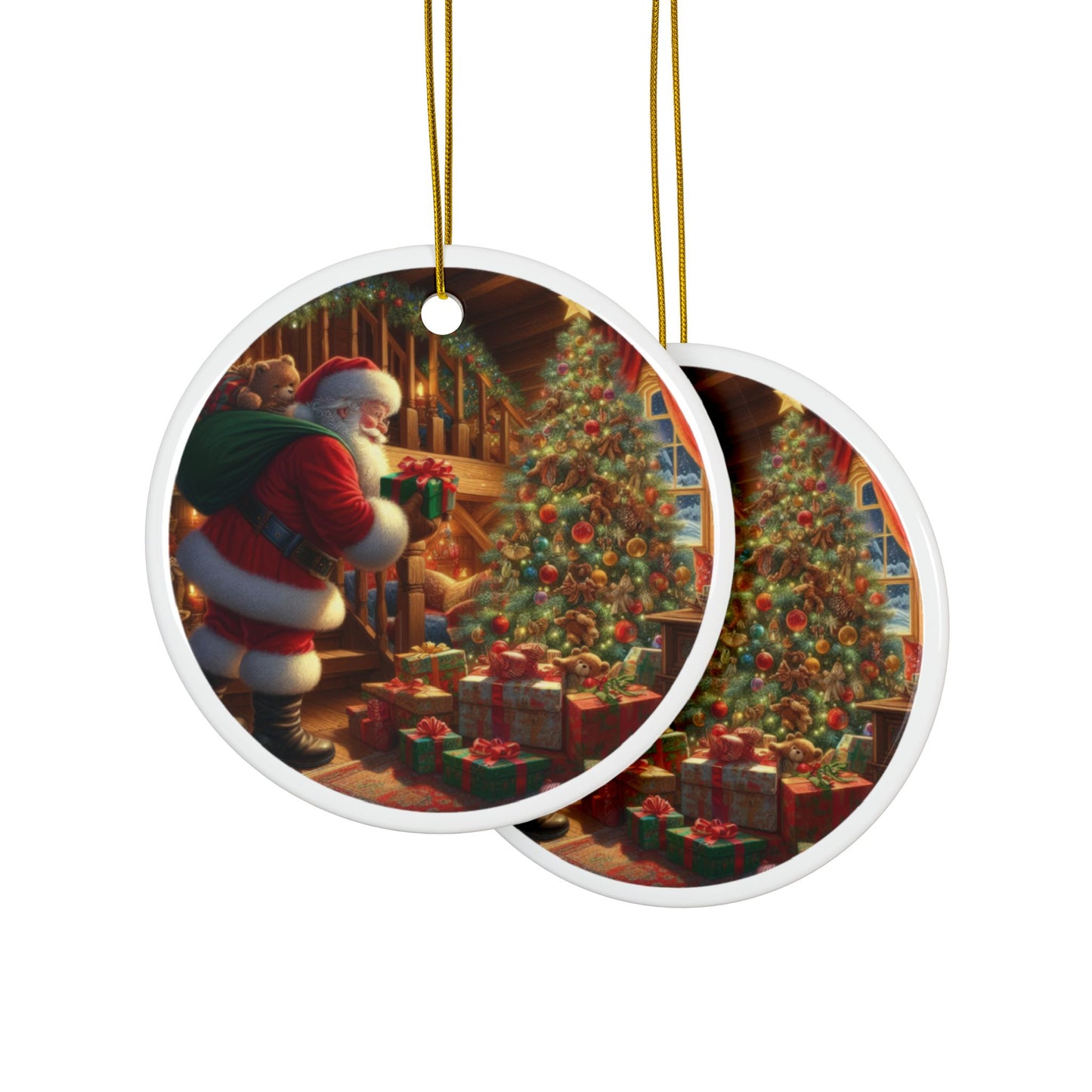 The Joy of Christmas Eve Christmas Ceramic Ornaments, 2-Side Print, (1pc, 3pcs, 5pcs, 10pcs)