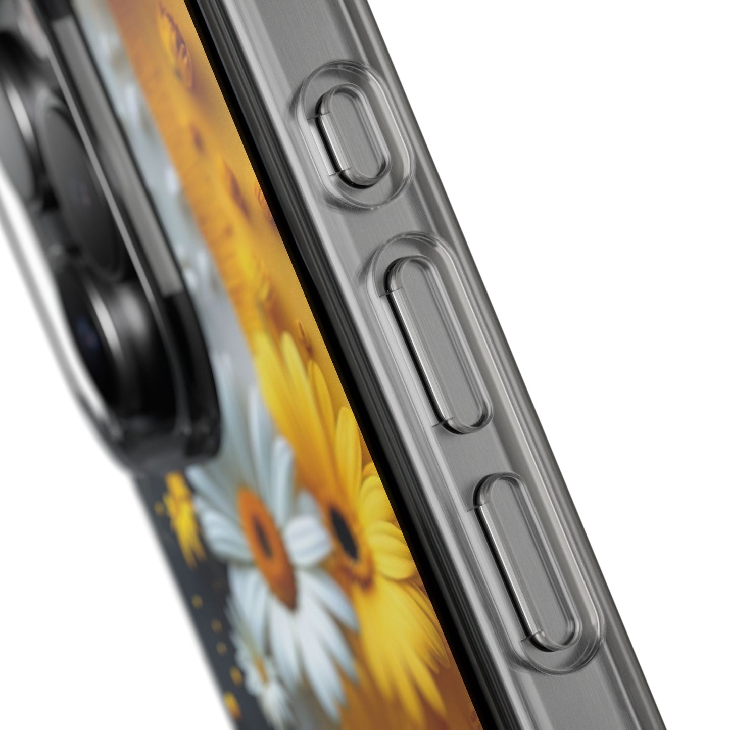 Clear Floral Phone Case - Yellow and White Daisy Pattern Colorful Spring Accessory