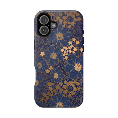 Luxury Serial Magnetic Phone Case, Golden Floral