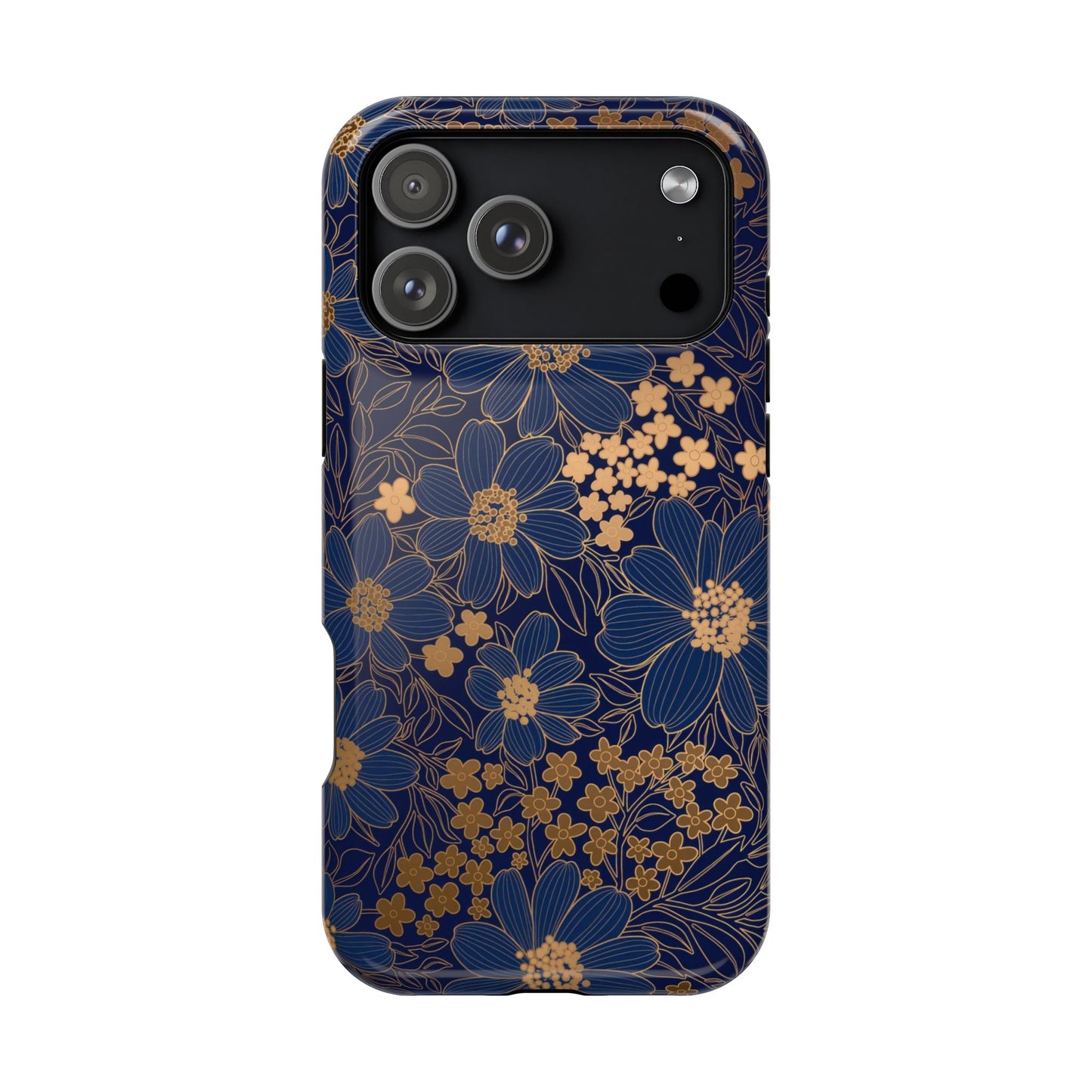 Luxury Serial Magnetic Phone Case, Golden Floral