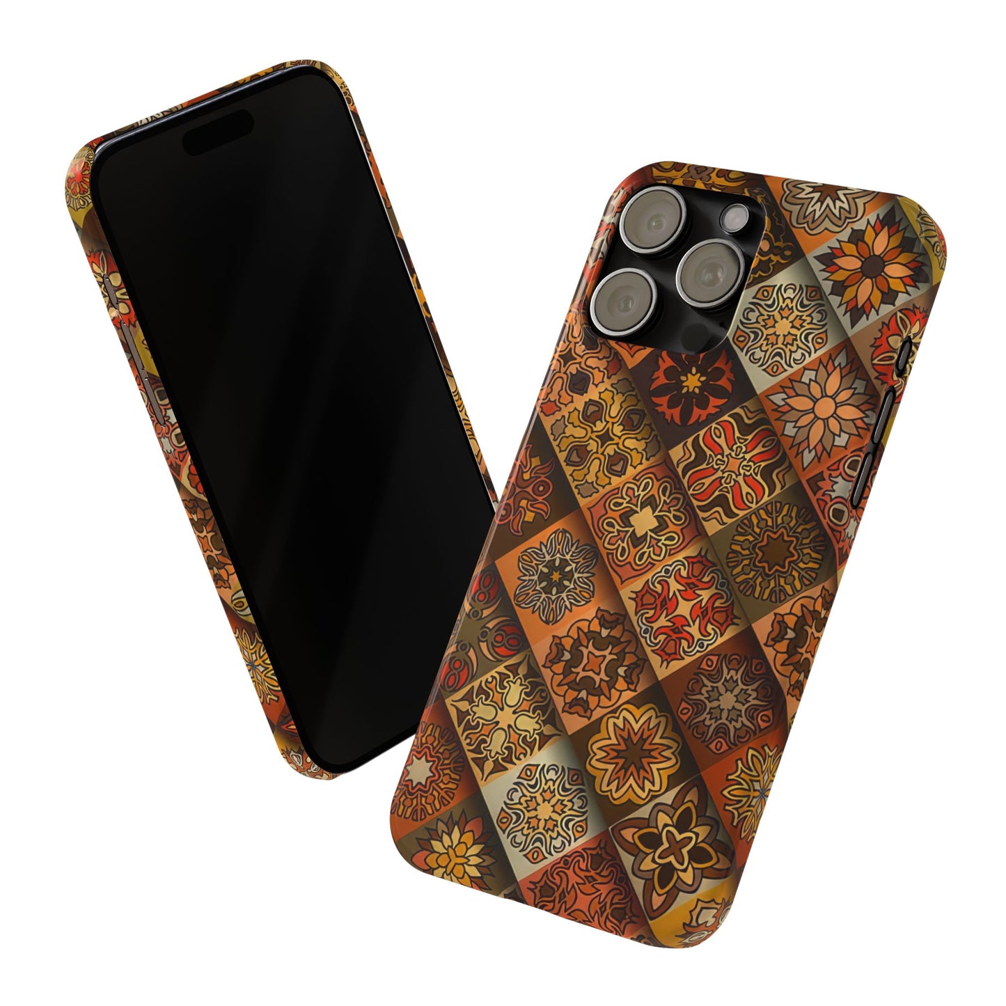 Aztec Geometric Slim Case, Boho Orange