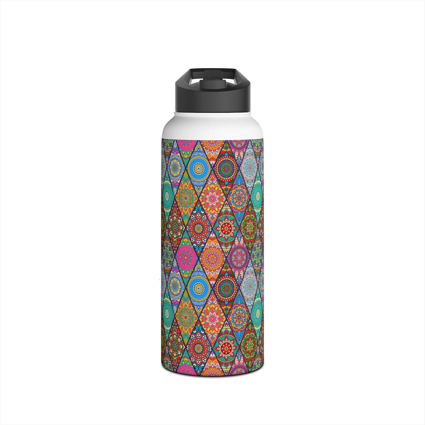 Mandala Argyle Stainless Steel Water Bottle, Standard Lid