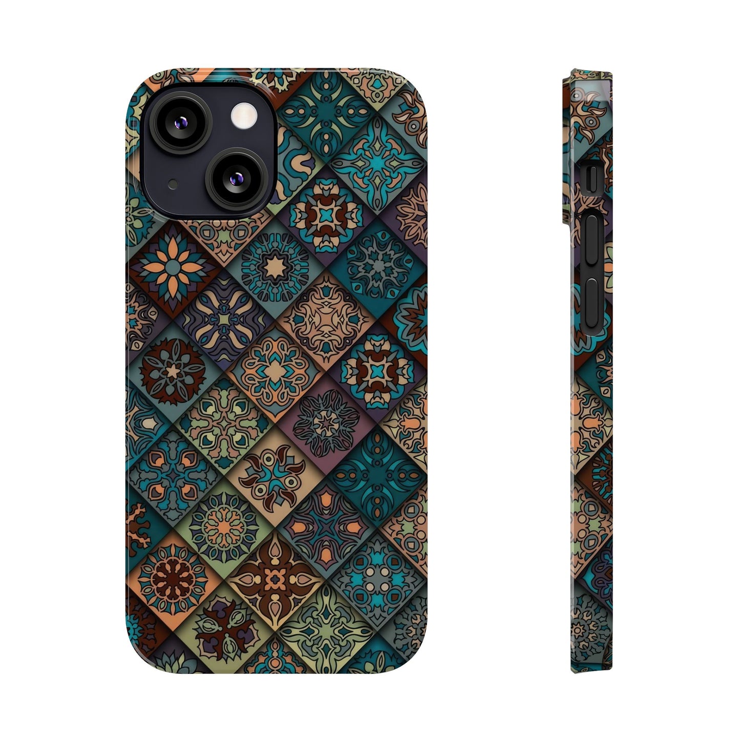 Aztec Geometric Slim Cases, Boho Blue