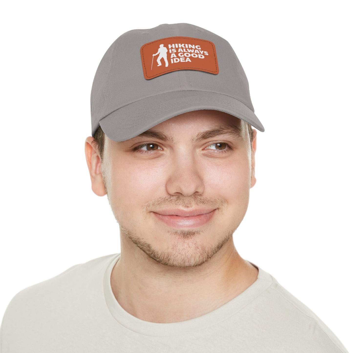 Hiking Is Always A Good Idea Dad Hat with Leather Patch (Rectangle)