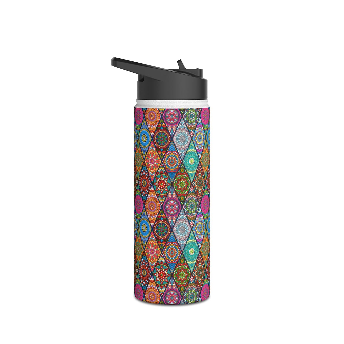 Mandala Argyle Stainless Steel Water Bottle, Standard Lid