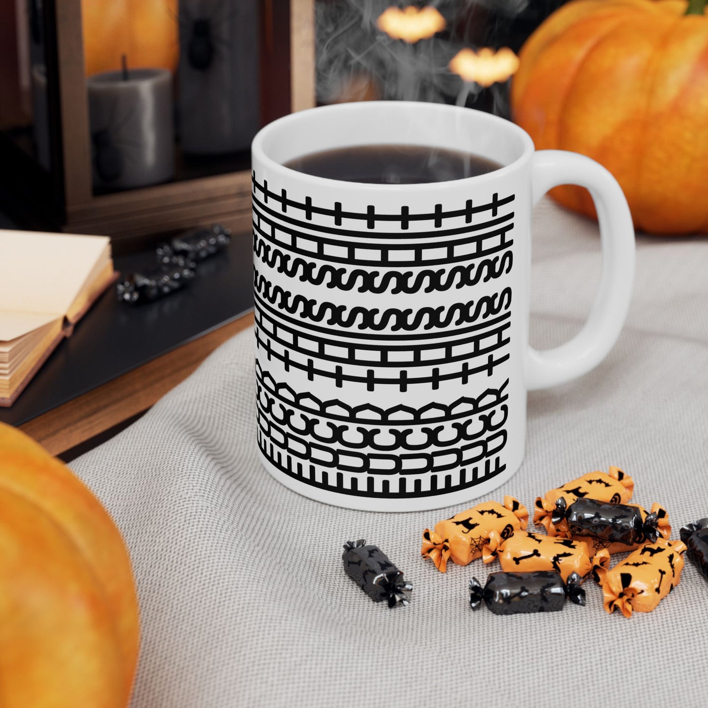 Funny Black Tribal Pattern Mug - Turn Right Cup with Hidden Message - Ceramic Coffee Mug 11oz & 15oz - Unique Gift Idea