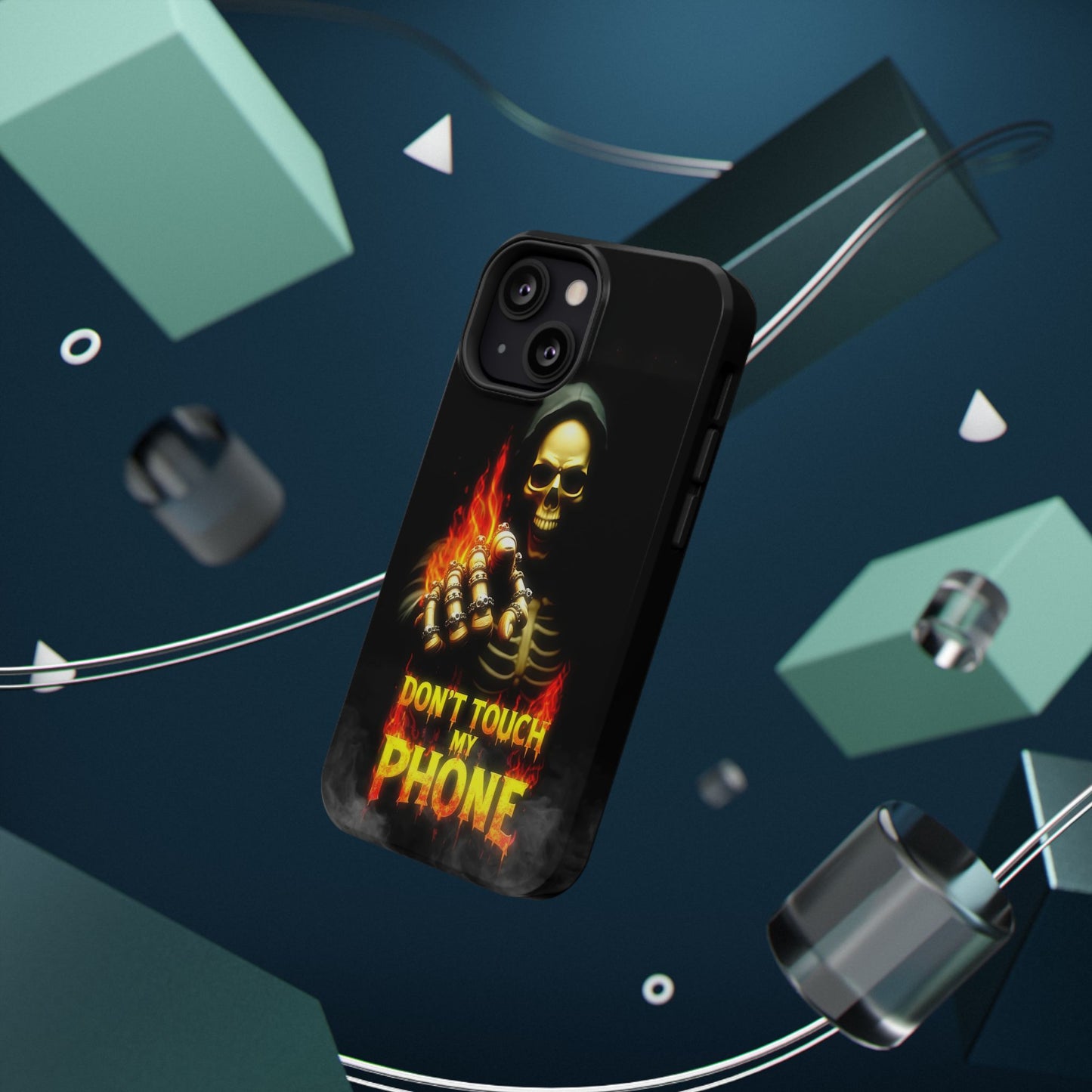 Skull Design Impact-Resistant iPhone Case, Don't Touch My Phone