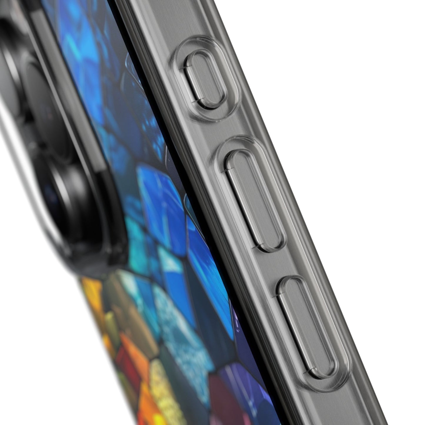 Vibrant Clear Phone Case, Colorful Stained Glass Design