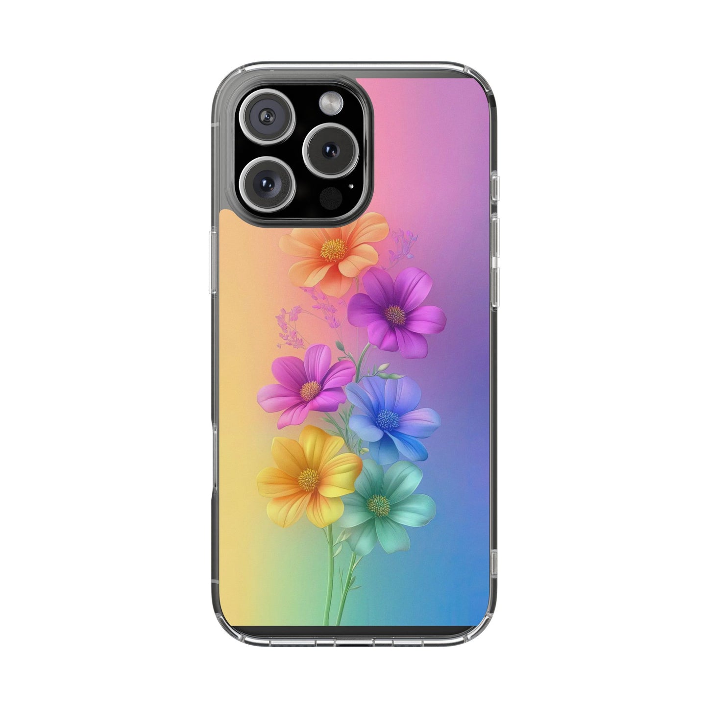 Floral Clear Phone Case – Colorful Flower Design