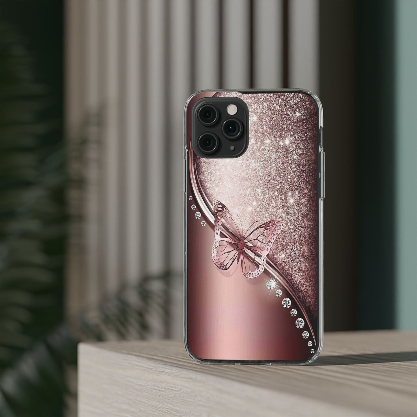 Elegant Butterfly Clear Case, Stylish Transparent Protective Cover for Women