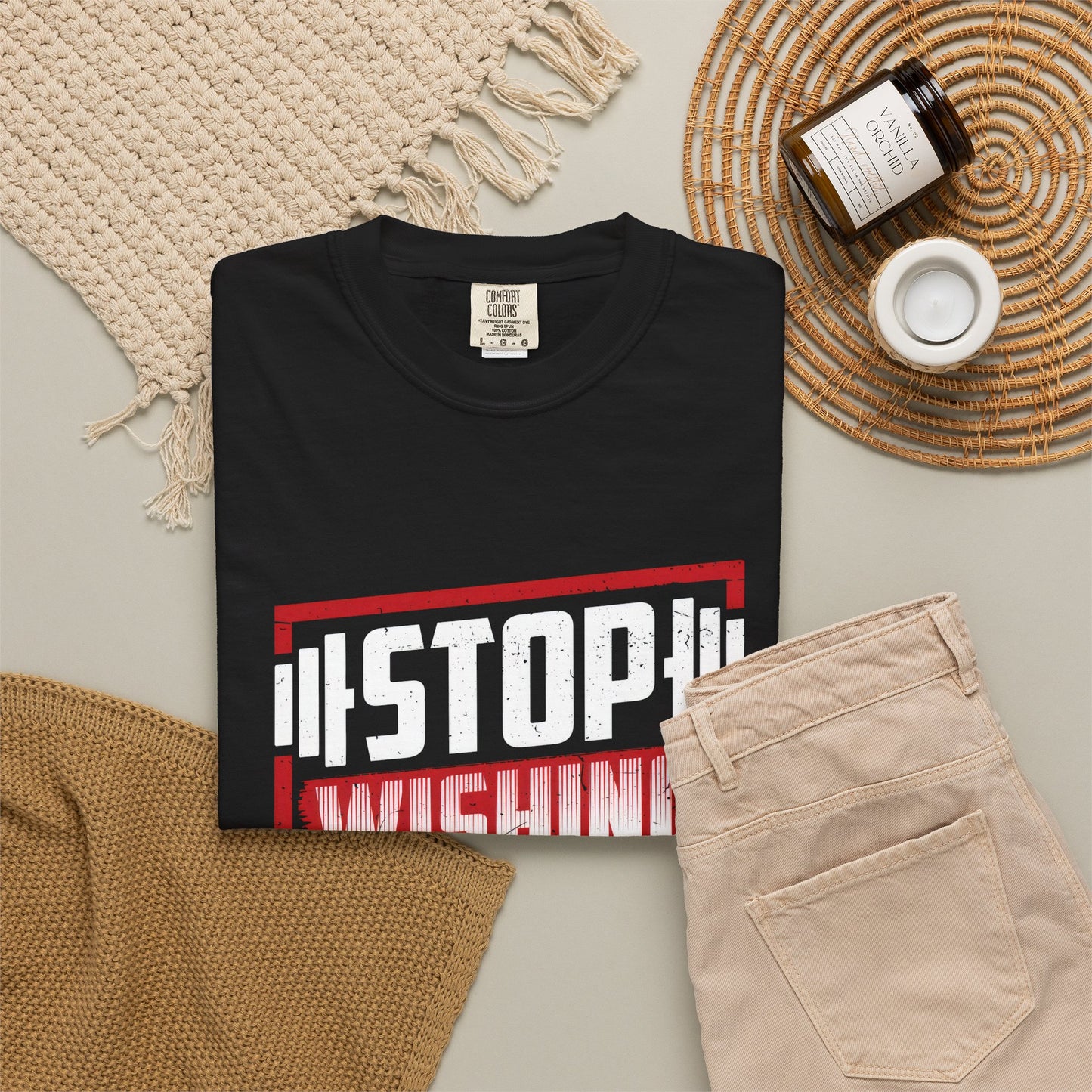 Motivational Workout T-Shirt - 'Stop Wishing Start Doing'