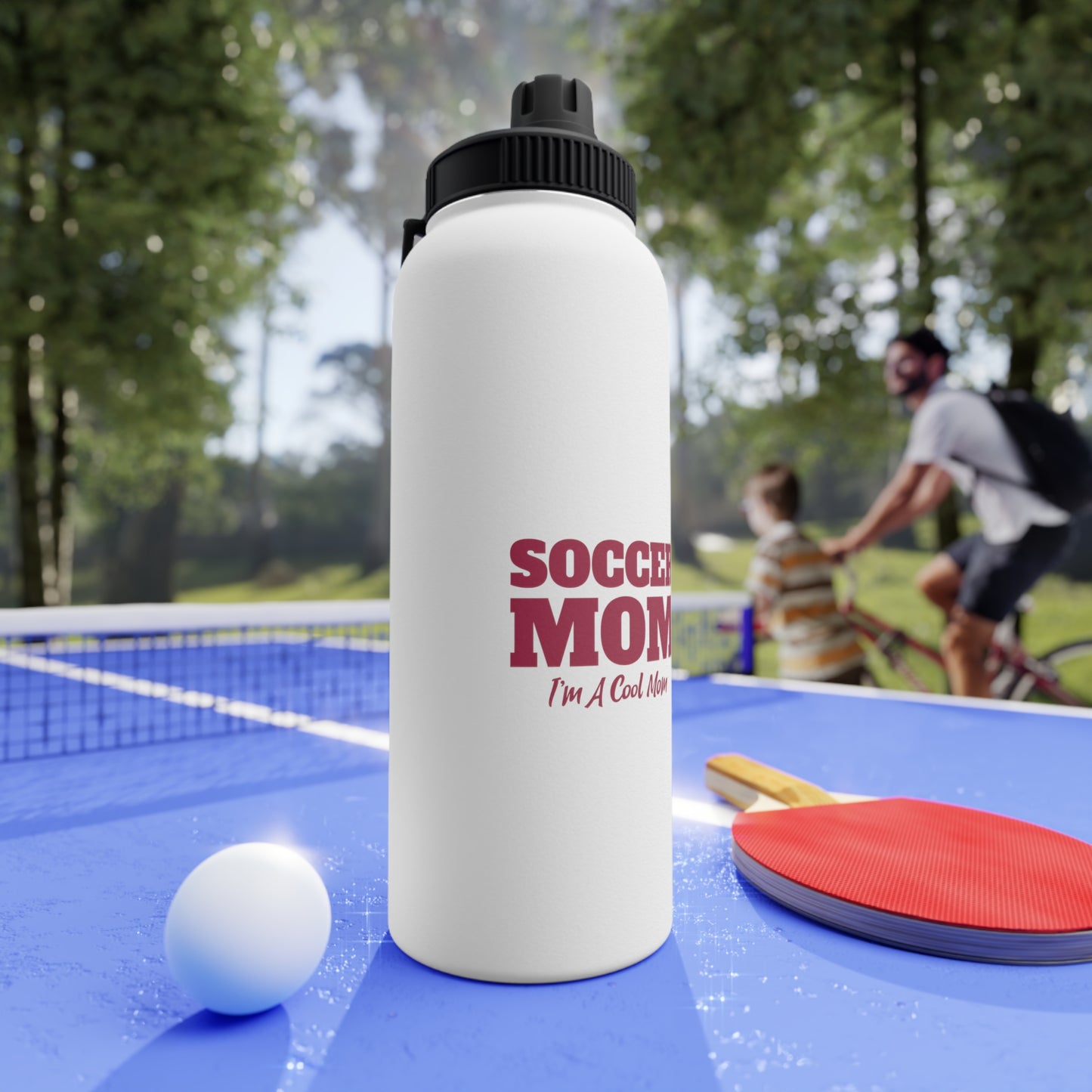 Soccer Mom Stainless Steel Water Bottle, Sports Lid