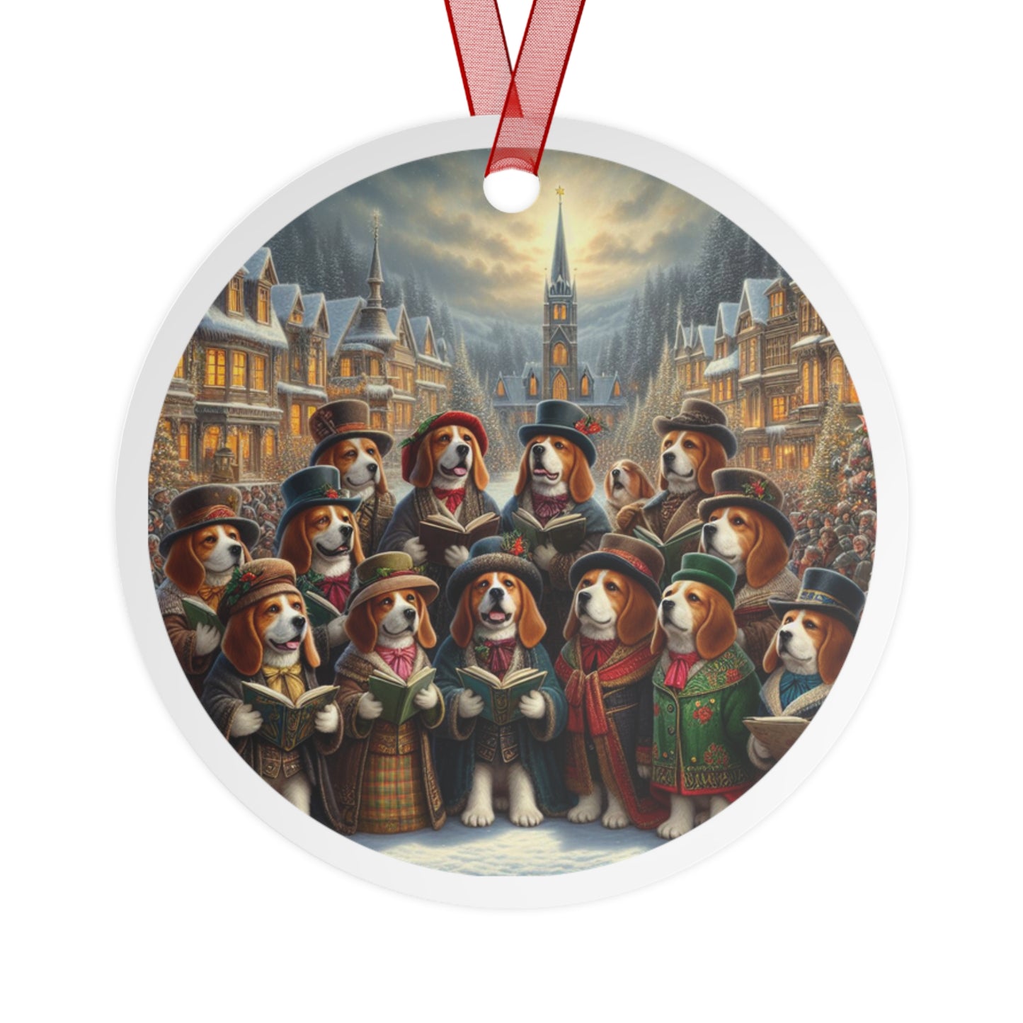 Victorian Beagle Carols Metal Ornaments, 2-Side Print