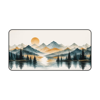 Mountain Sunrise Desk Mat — Scenic Lake Landscape Mouse Pad