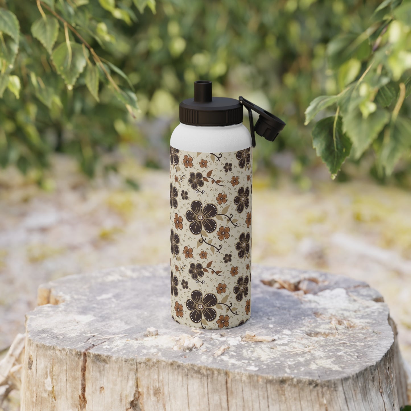 Timeless Elegance Stainless Steel Water Bottle, Sports Lid / Beige