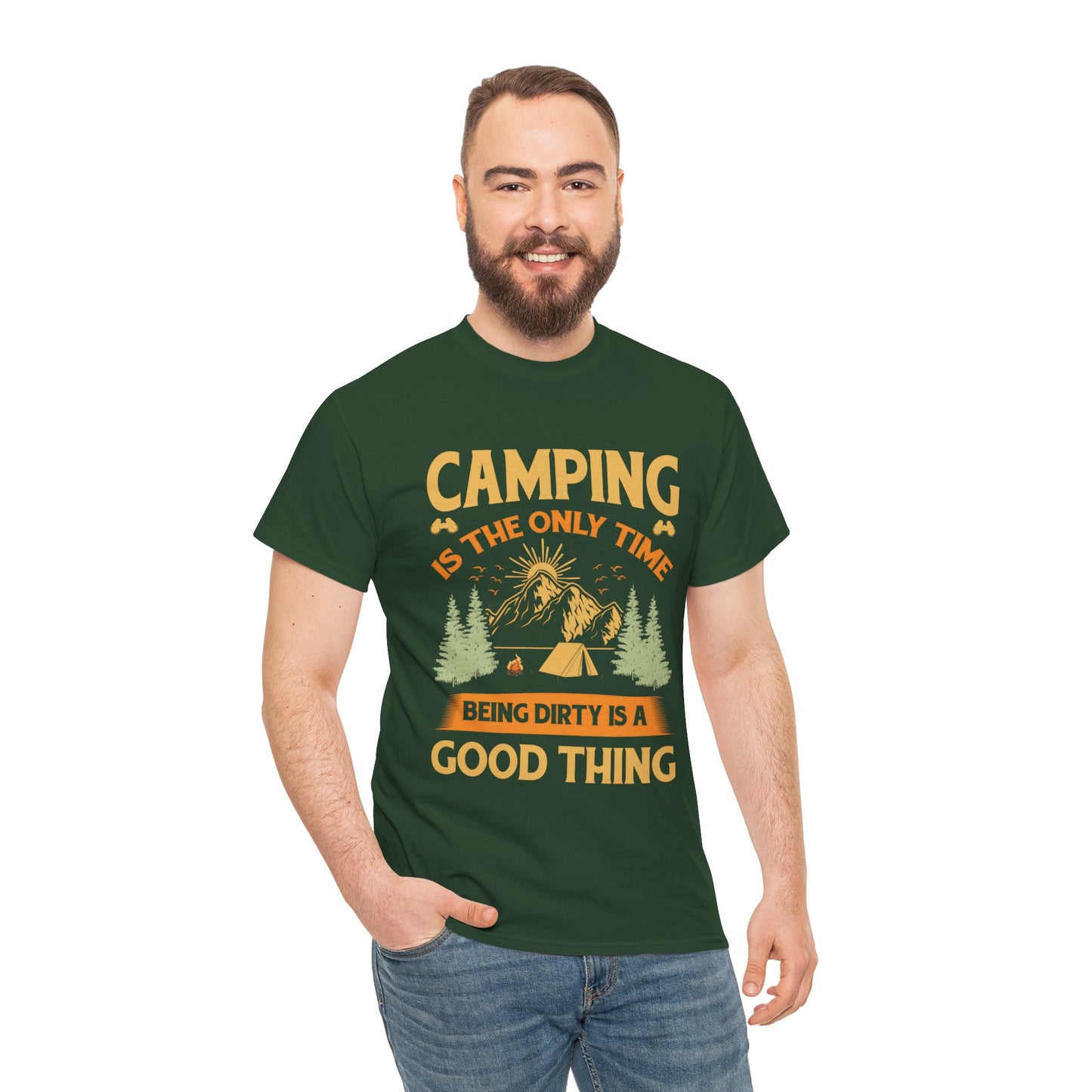 Camping Vibes Unisex Heavy Cotton Tee - "Being Dirty is a Good Thing"