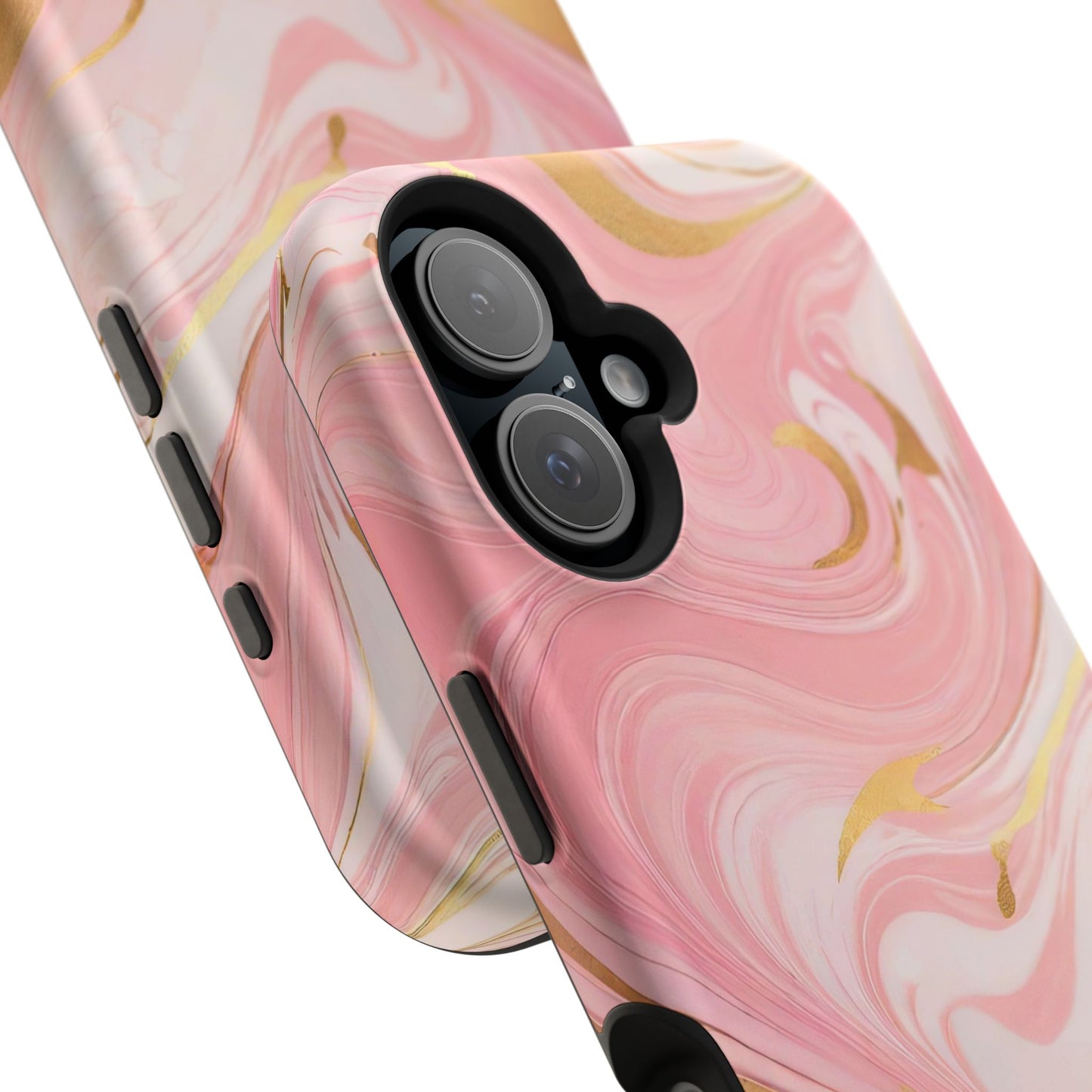 Stylish Magnetic Phone Case, Pink Marble Protective Cover