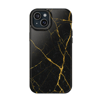 Black Marble with Gold Veins Impact-Resistant iPhone