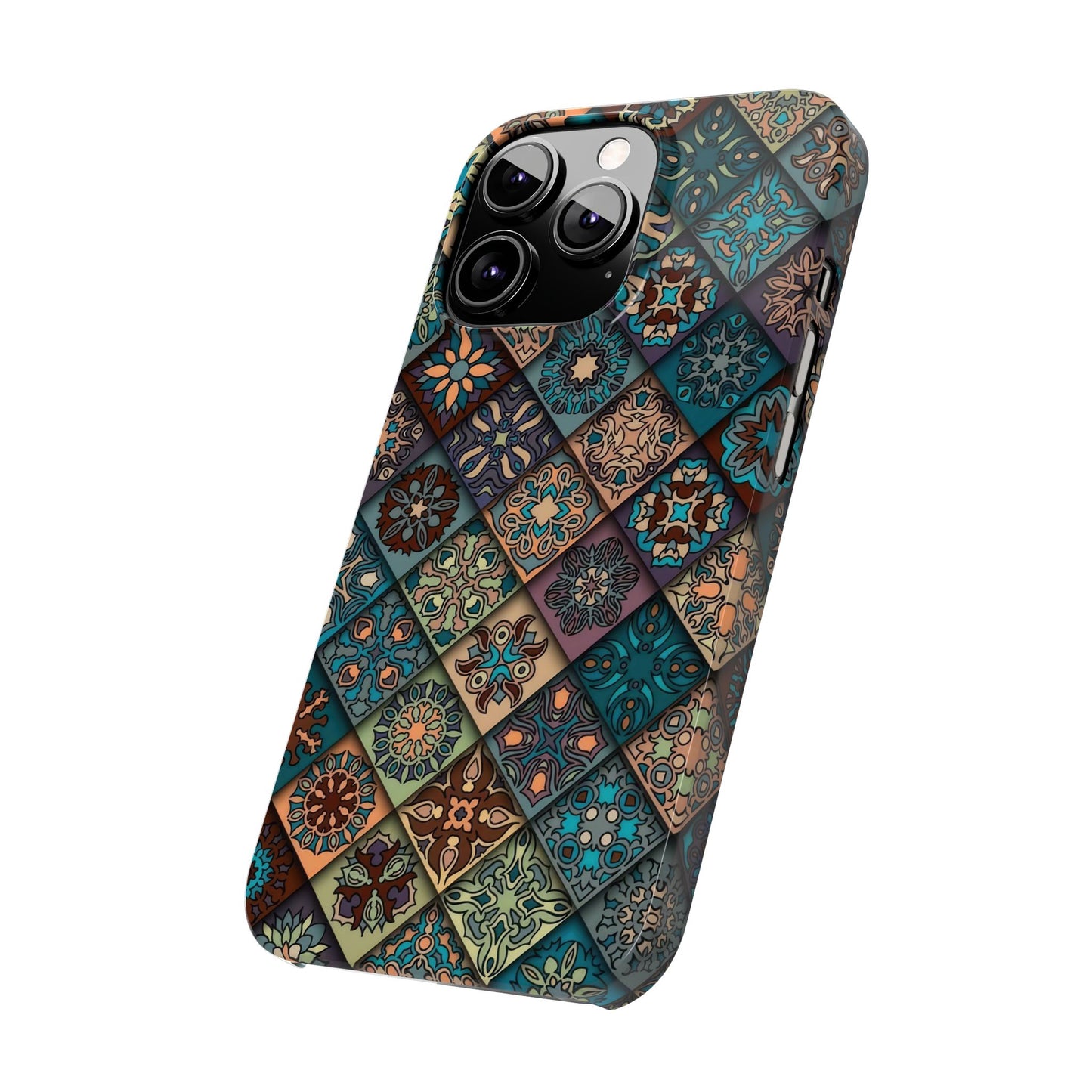 Aztec Geometric Slim Cases, Boho Blue