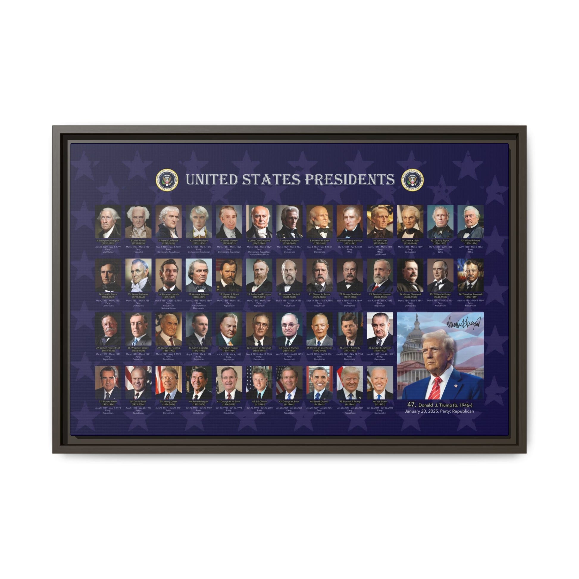 Presidential Portraits Canvas Art Print / Framed