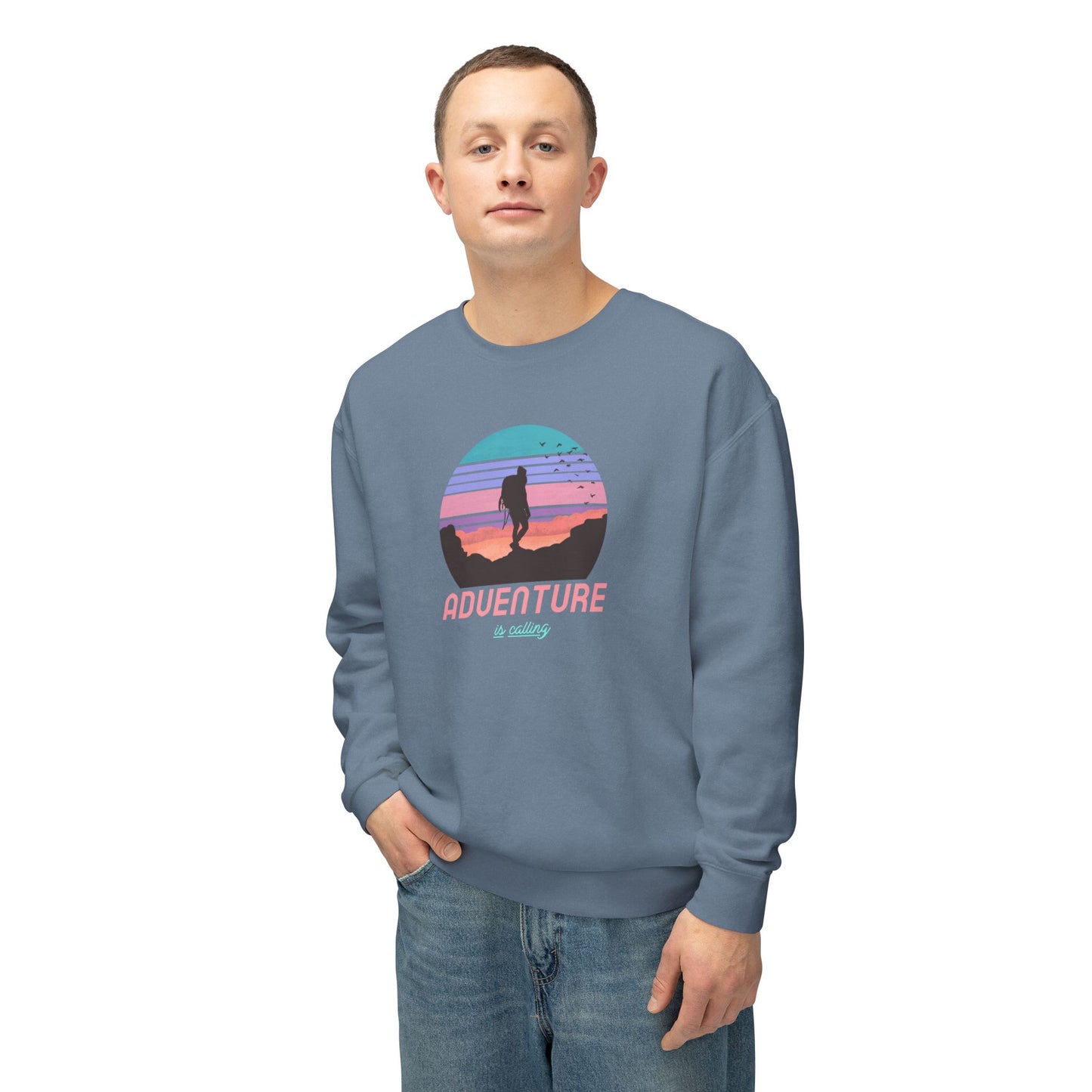 Adventure Is Calling Unisex Lightweight Crewneck Sweatshirt