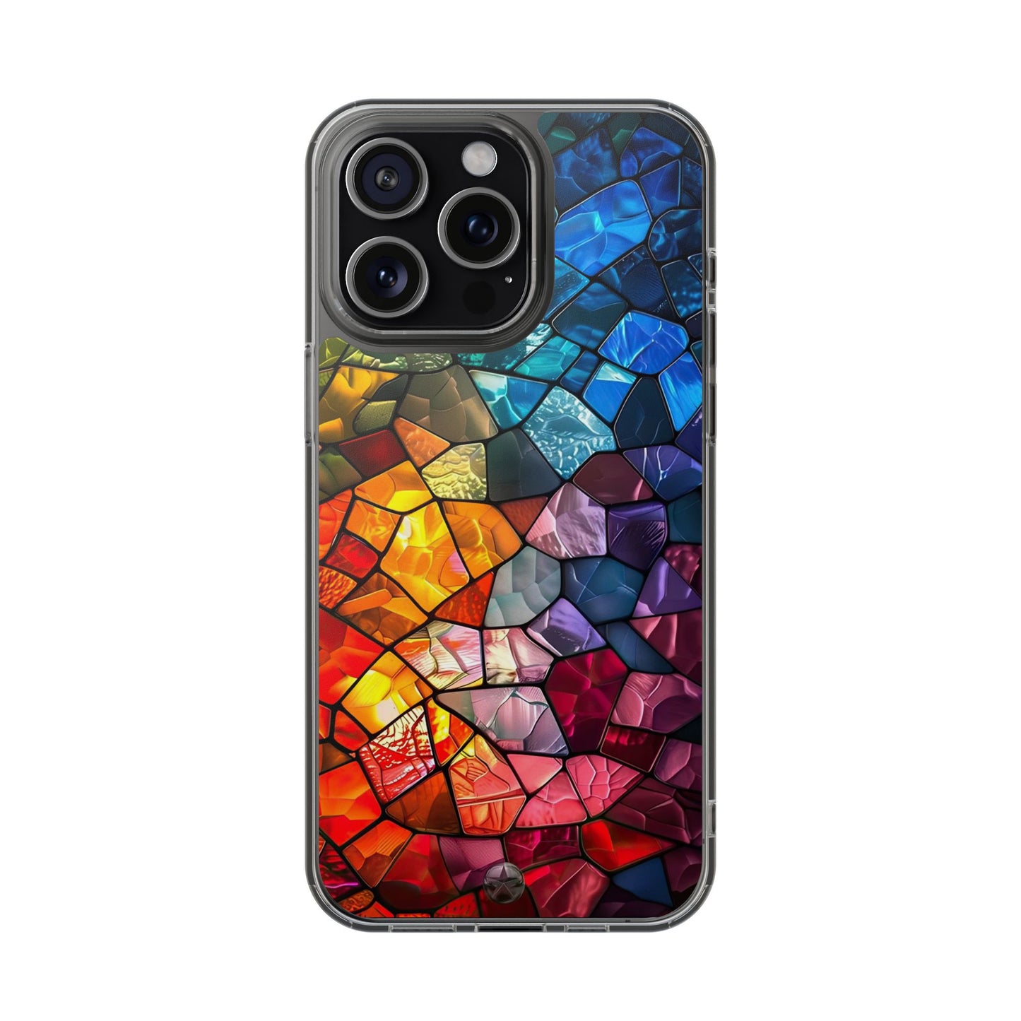 Vibrant Clear Phone Case, Colorful Stained Glass Design