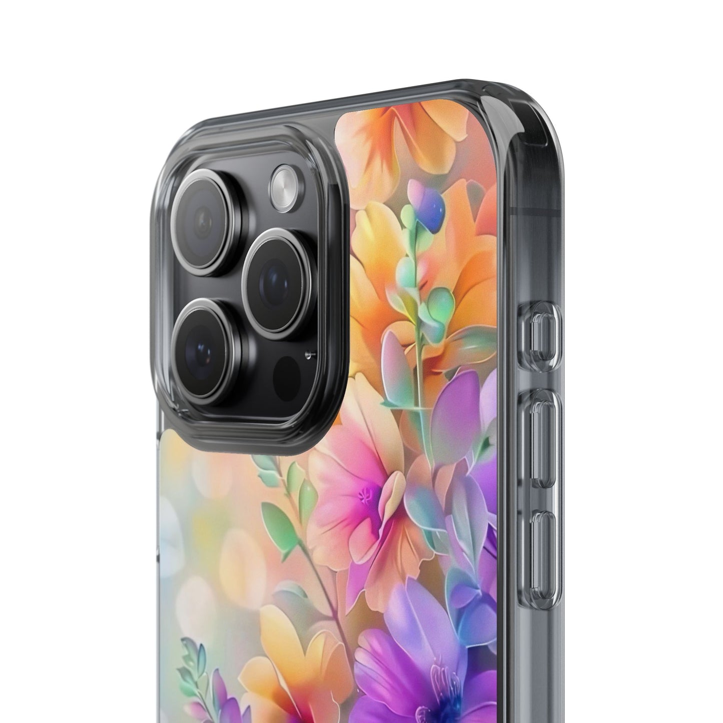 Floral Clear Phone Case -  Colorful Spring Design