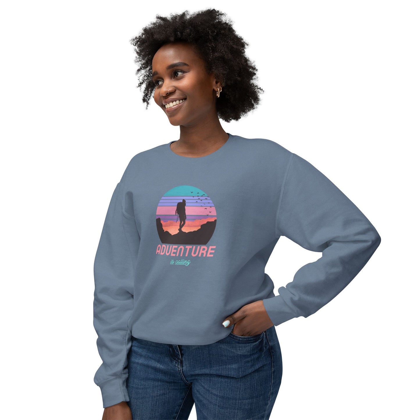 Adventure Is Calling Unisex Lightweight Crewneck Sweatshirt