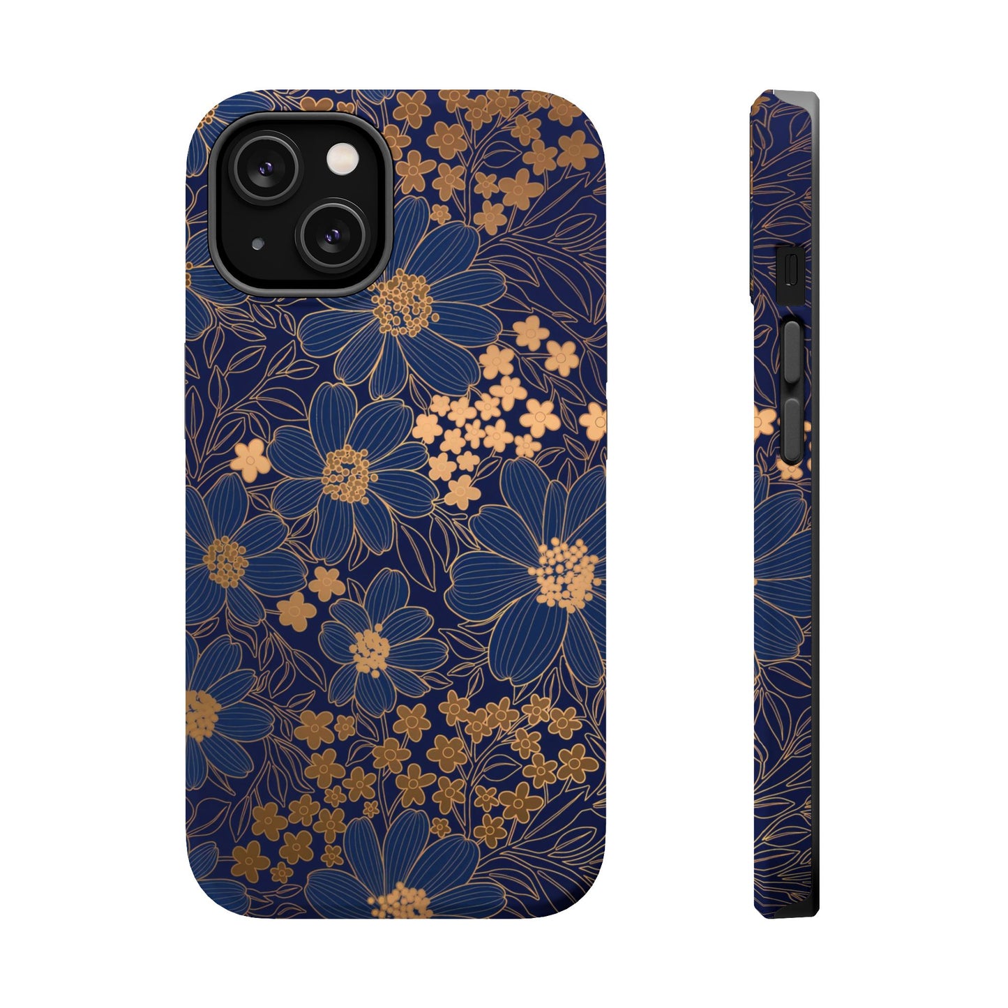 Luxury Serial Magnetic Phone Case, Golden Floral