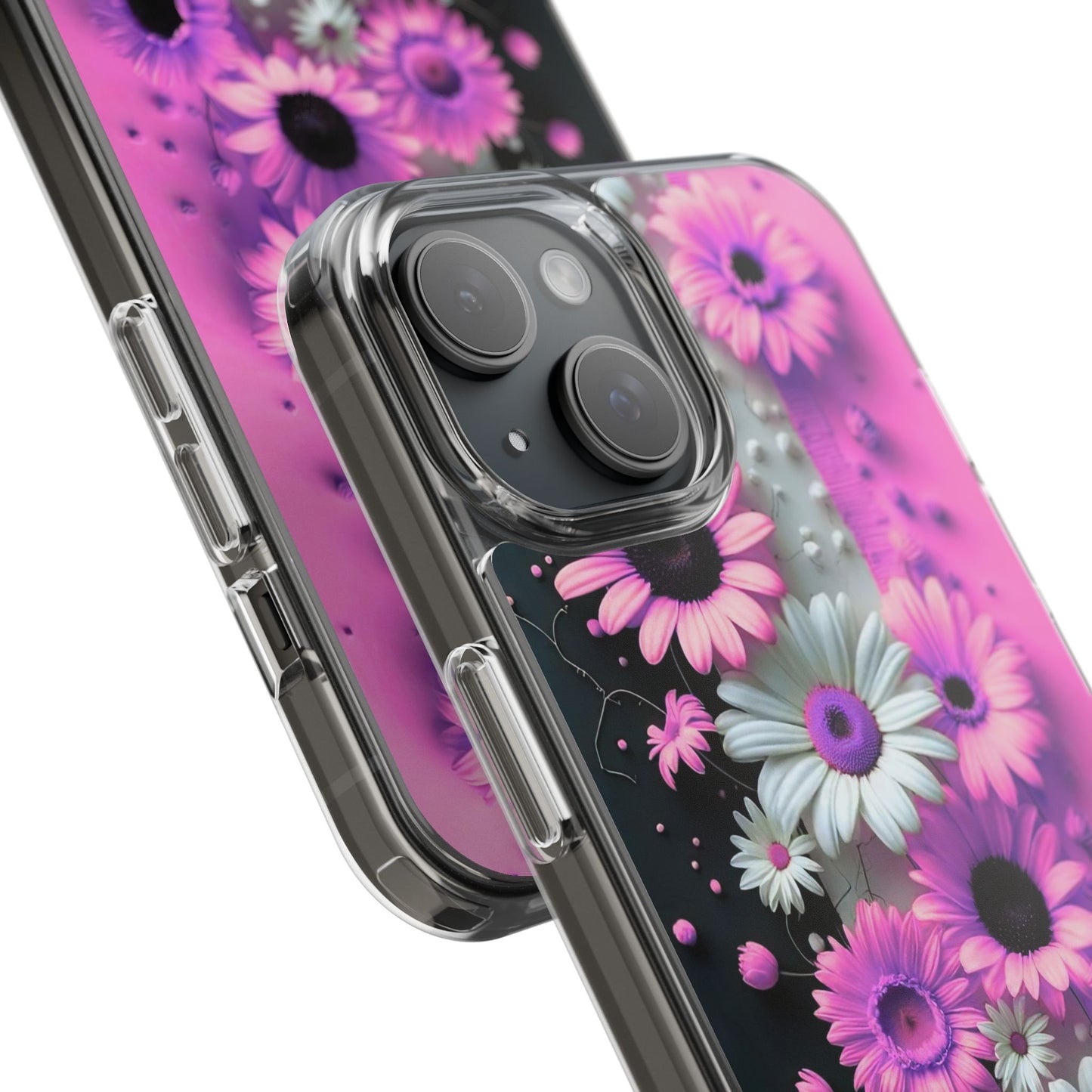 Floral Clear Phone Case – Pink Flower Design